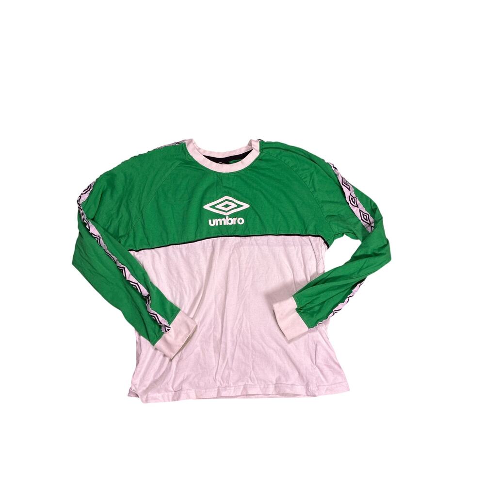 Y2K Umbro Long Sleeve Athletic Shirt Mens Medium Retro Soccer Banded Sportswear